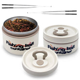 Front view of the 2-pack fishing bait container set